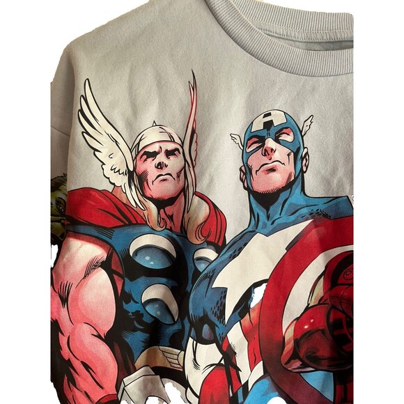 Marvel Boys Sweater Hulk Spiderman Captain America Size L 10/12 70% Cotton NWT - Picture 3 of 16